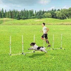 Sturdy Dog Weaves Poles Pet Speed and Agility Equipment Dogs Obstacle Outdoor w/ Storage Bag (Option: White-145x145x950 mm)